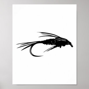 Póster Regalo de mosca de pesca con mosca emergente ninfa