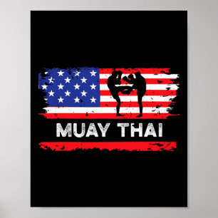 Póster Regalo de Muay Thai de la bandera estadounidense T