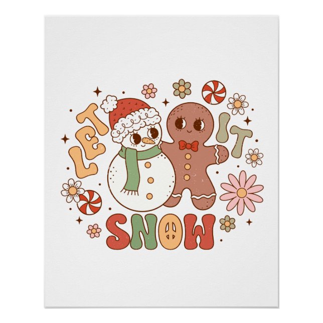 Póster Regalo de Navidad Dejar que nieve (Anverso)