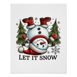 Póster Regalo de Navidad Dejar que nieve hombre