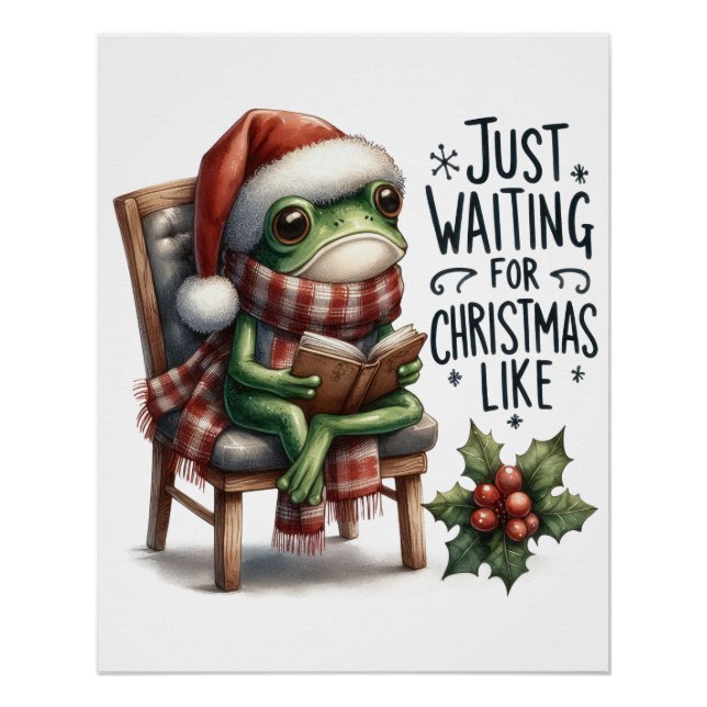 Póster Regalo de Navidad Esperando la Navidad Como (Anverso)