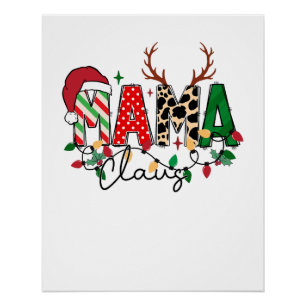 Póster Regalo de Navidad Mamá Claus con niños