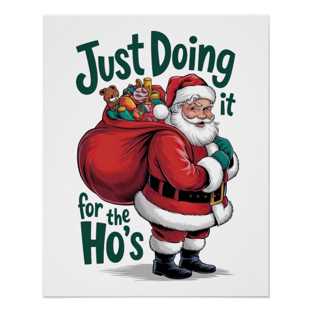 Póster Regalo de Navidad Papá Noel haciéndolo (Anverso)