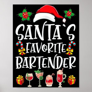 Póster Regalo de Navidad para Barman El Barman Favorito d