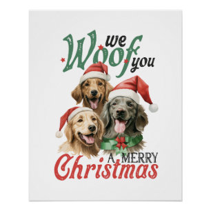 Póster Regalo de Navidad Woof Merry Christmas