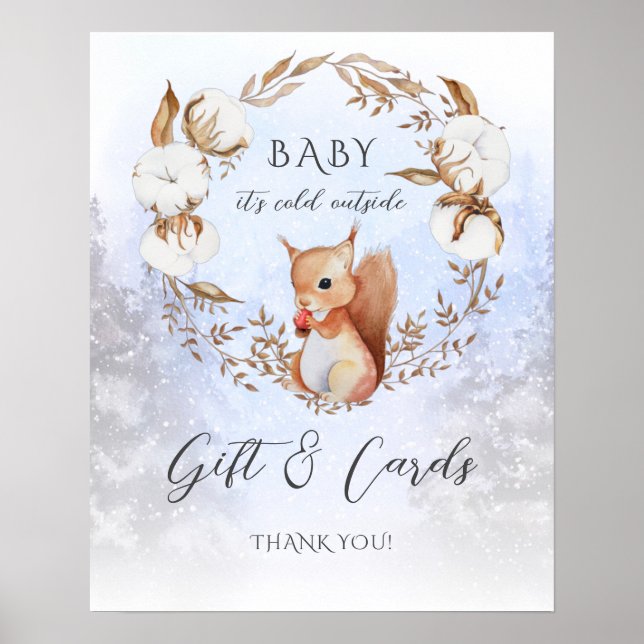 Póster Regalo De Navidades De Invierno Y Tarjetas Baby Sh (Frente)