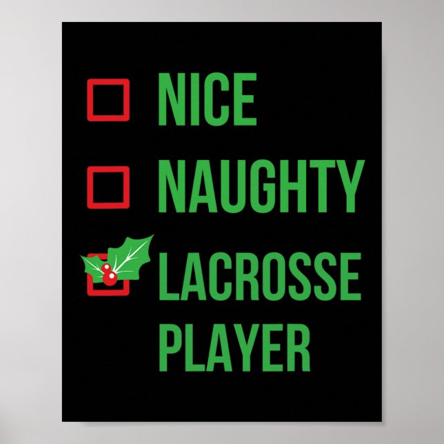 Póster Regalo de Navidades de Lacrosse Player Funny Pajam (Frente)