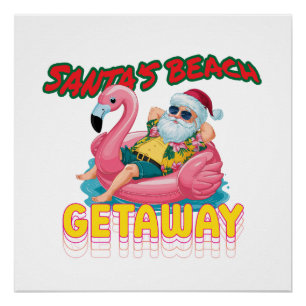 Póster Regalo de Navidades de verano Navidades tropical