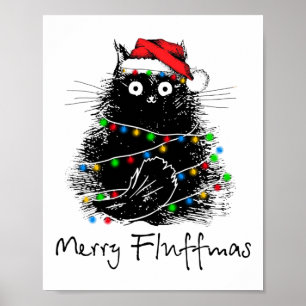 Póster Regalo de Navidades Gato Merry Fluffmas Cat Lover