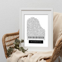 Regalo de nubes de palabras para piano para profes