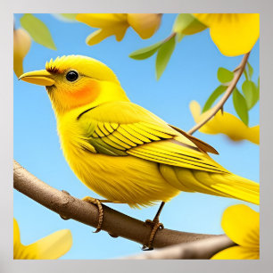Póster Regalo de pájaro cantor amarillo para amantes de l