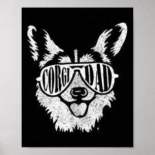 Póster Regalo de papá Corgi Retro Dueño de perro mascota 