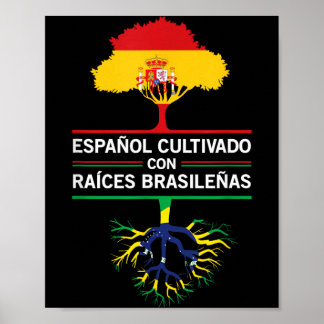 Póster Regalo de patrimonio banderas España Brasil Fans e