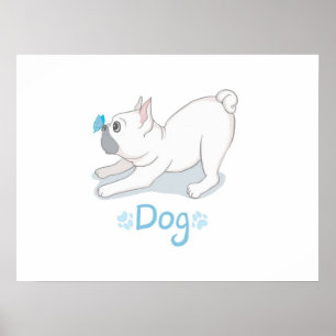 Póster Regalo de perro lindo   Perro gracioso con maripos
