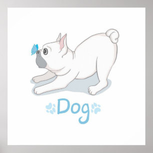 Póster Regalo de perro lindo   Perro gracioso con maripos