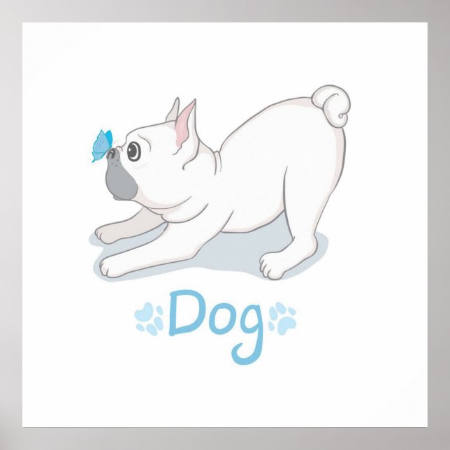 Póster Regalo de perro lindo | Perro gracioso con maripos (Frente)