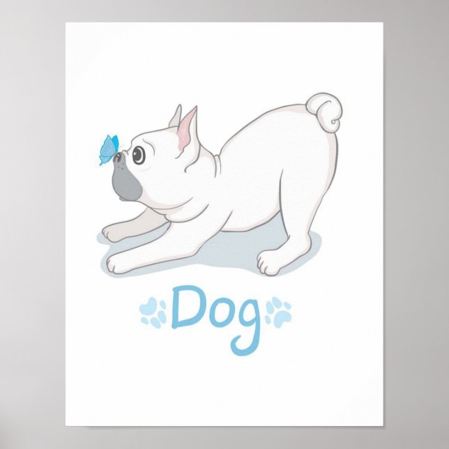 Póster Regalo de perro lindo | Perro gracioso con maripos (Frente)