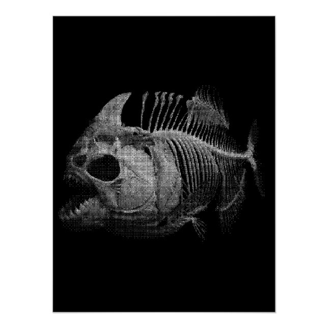 Póster Regalo de pesca de esqueleto de pez piraña (Anverso)