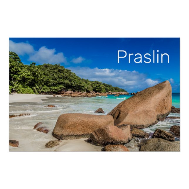 Póster Regalo de playa de Praslin Seychelles Island Anse  (Anverso)