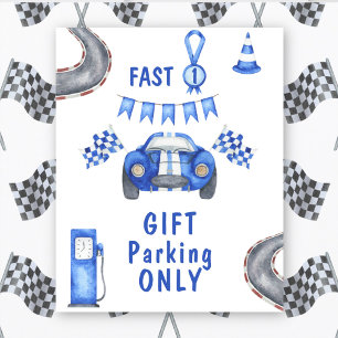Póster Regalo de primer cumpleaños de coche de carreras S