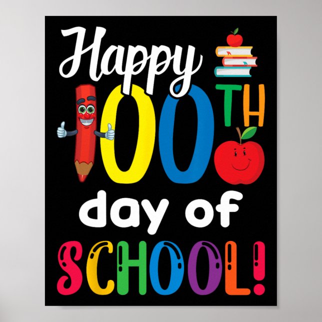 Póster Regalo de profesor infantil Feliz Día 100 del Cole (Frente)