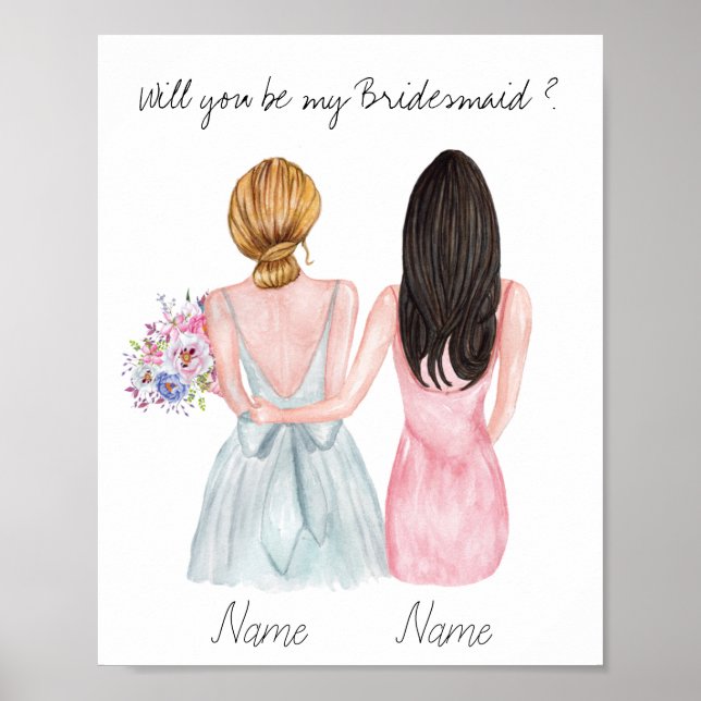 Póster Regalo de propuesta de dama de honor personalizada (Frente)