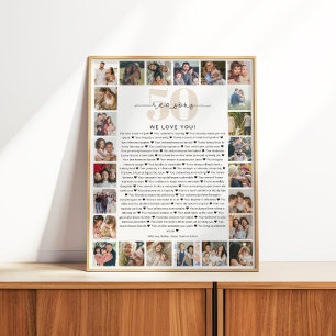 Póster Regalo de recuerdo de collage de fotos de 50 razon