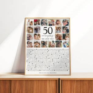 Póster Regalo de recuerdo de collage de fotos de 50 razon
