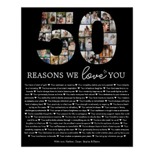 Póster Regalo de recuerdo de collage de fotos de 50 razon