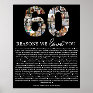 Póster Regalo de recuerdo de collage de fotos de 60 razon