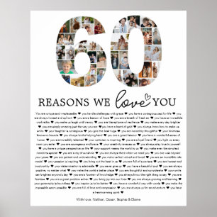 Póster Regalo de recuerdo de collage de fotos de 60 razon
