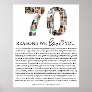 Póster Regalo de recuerdo de collage de fotos de 70 razon
