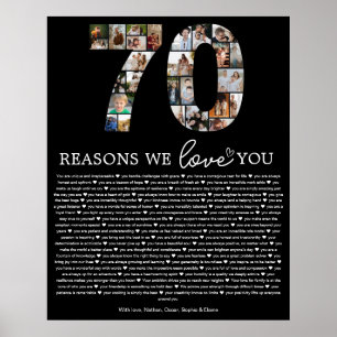 Póster Regalo de recuerdo de collage de fotos de 70 razon
