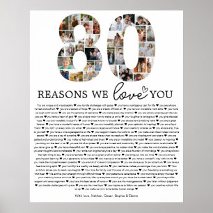 Póster Regalo de recuerdo de collage de fotos de 80 razon