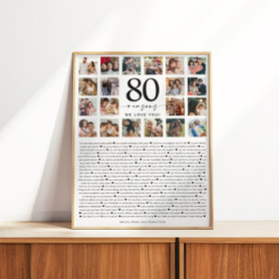 Póster Regalo de recuerdo de collage de fotos de 80 razon