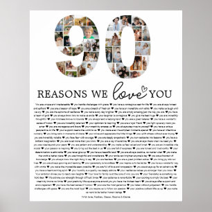 Póster Regalo de recuerdo de collage de fotos de 90 razon