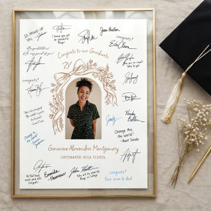 Póster Regalo de recuerdo de foto de graduación con firma