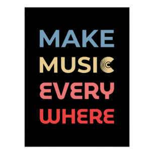 Póster Regalo de retro Music Lover - Haz música por todas