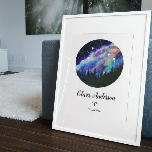 Póster Regalo de Rótulo de Blue Constellation Aries Horos