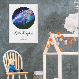 Póster Regalo de Rótulo del horóscopo acuario de la const