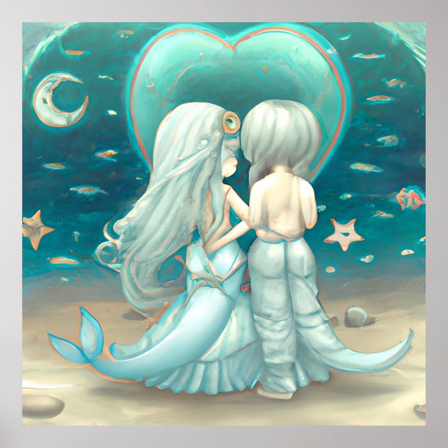 Póster Regalo de San Valentín hermosas sirenas adoran ver (Frente)