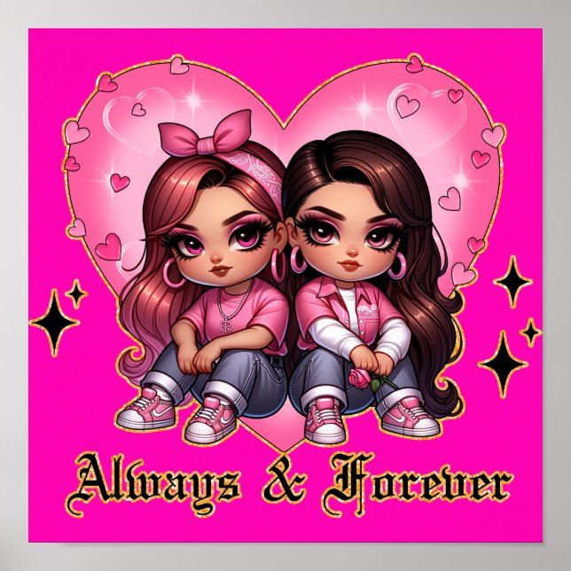 Póster Regalo de siempre y para los mejores amigos chicas (Frente)