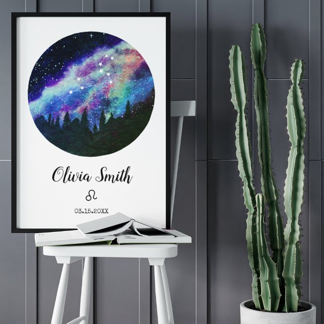 Póster Regalo de signo zodiacal Leo constelación azul (Subido por el creador)
