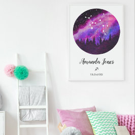 Póster Regalo de signo zodiacal Sagitario Constelación Ro