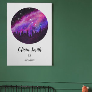 Póster Regalo de signo zodiacal Tauro constelación rosa