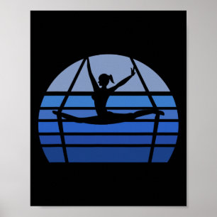 Póster Regalo de silueta de yoga aéreo retro para amante