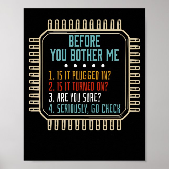 Póster Regalo de soporte técnico técnico de tecnología de (Frente)