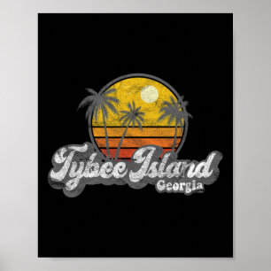Póster Regalo de surf vintage de Tybee Island Ga Retro 70