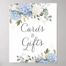 Póster Regalo de tarjetas de boda Floral Blue Hydrangea G