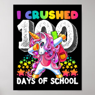 Póster Regalo de unicornio haciendo dabbing por 100 días 